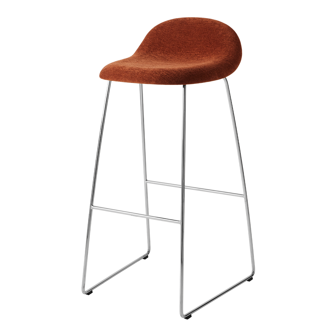 GUBI 3D Bar Stool - Fully Upholstered, 75, Sledge base