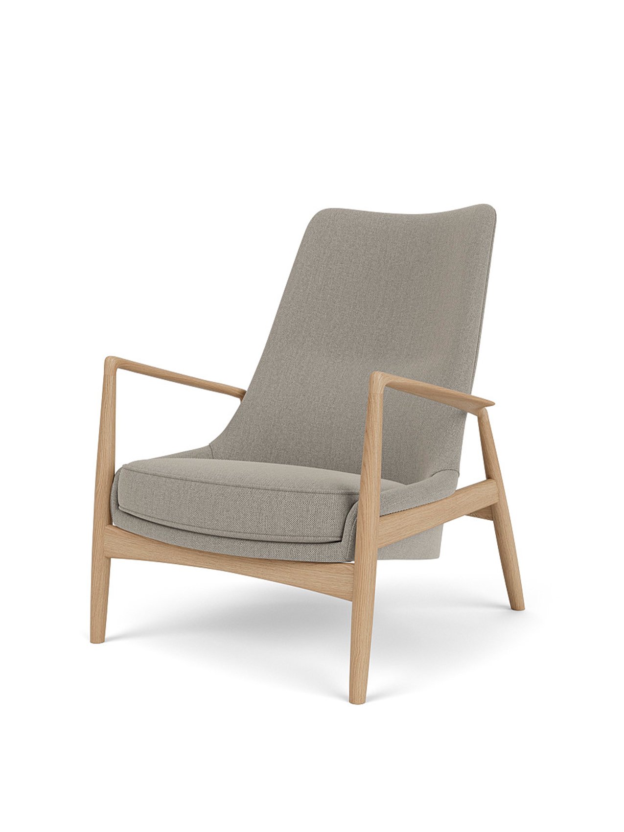 The Seal Lounge Chair, Wooden Base, Textile