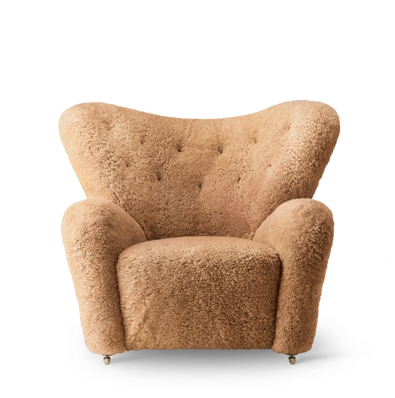 The Tired Man Lounge Chair, Wooden Base, Sheepskin