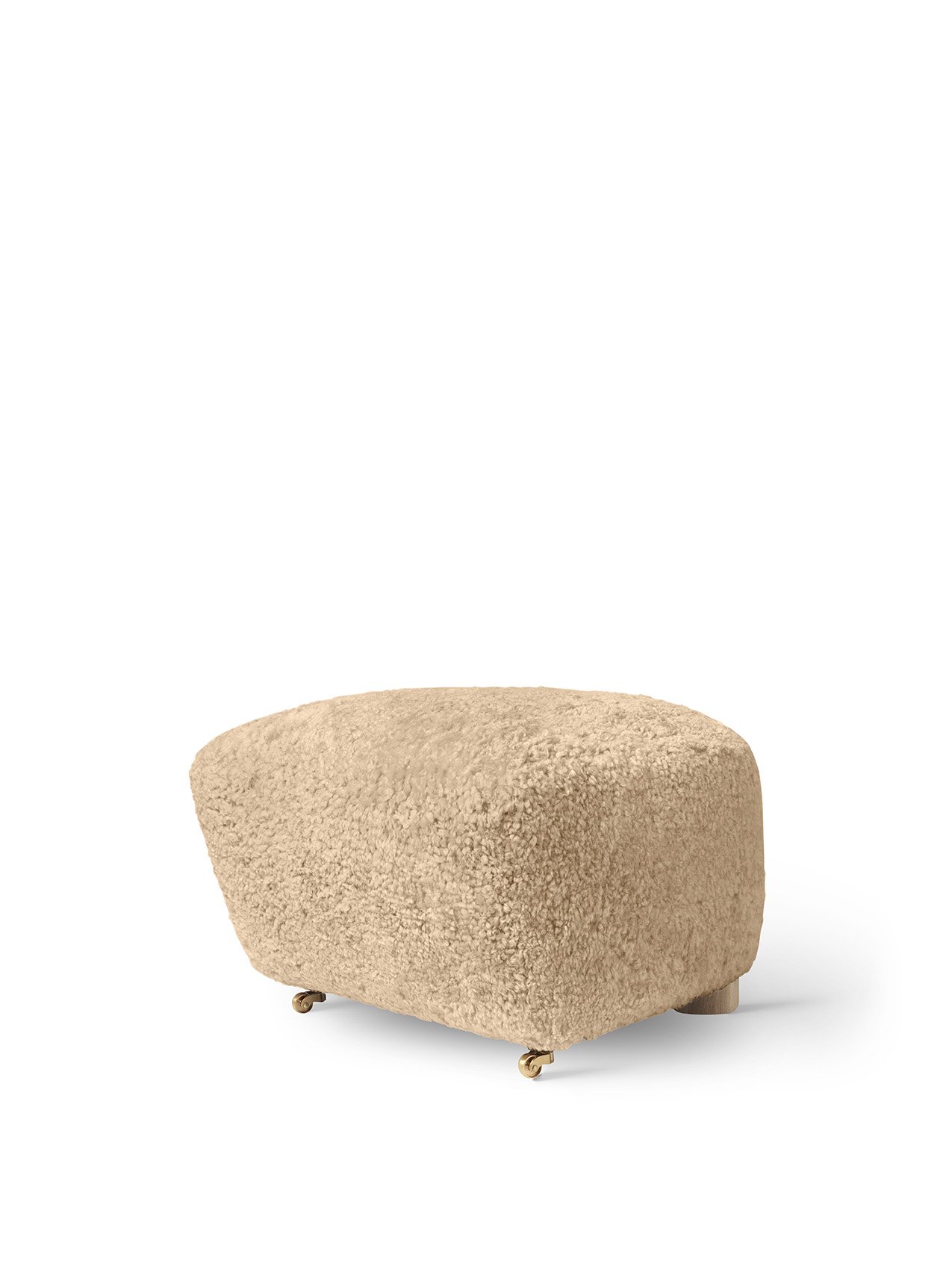 The Tired Man Ottoman, Wooden Base, Sheepskin