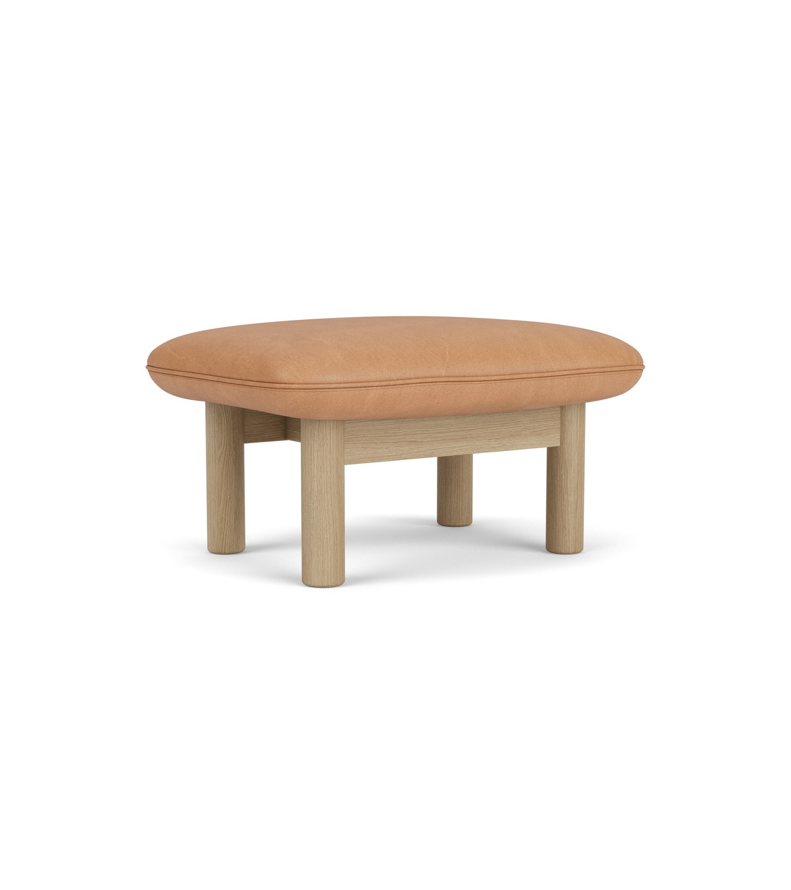 Brasilia Ottoman, Wooden Base, Leather