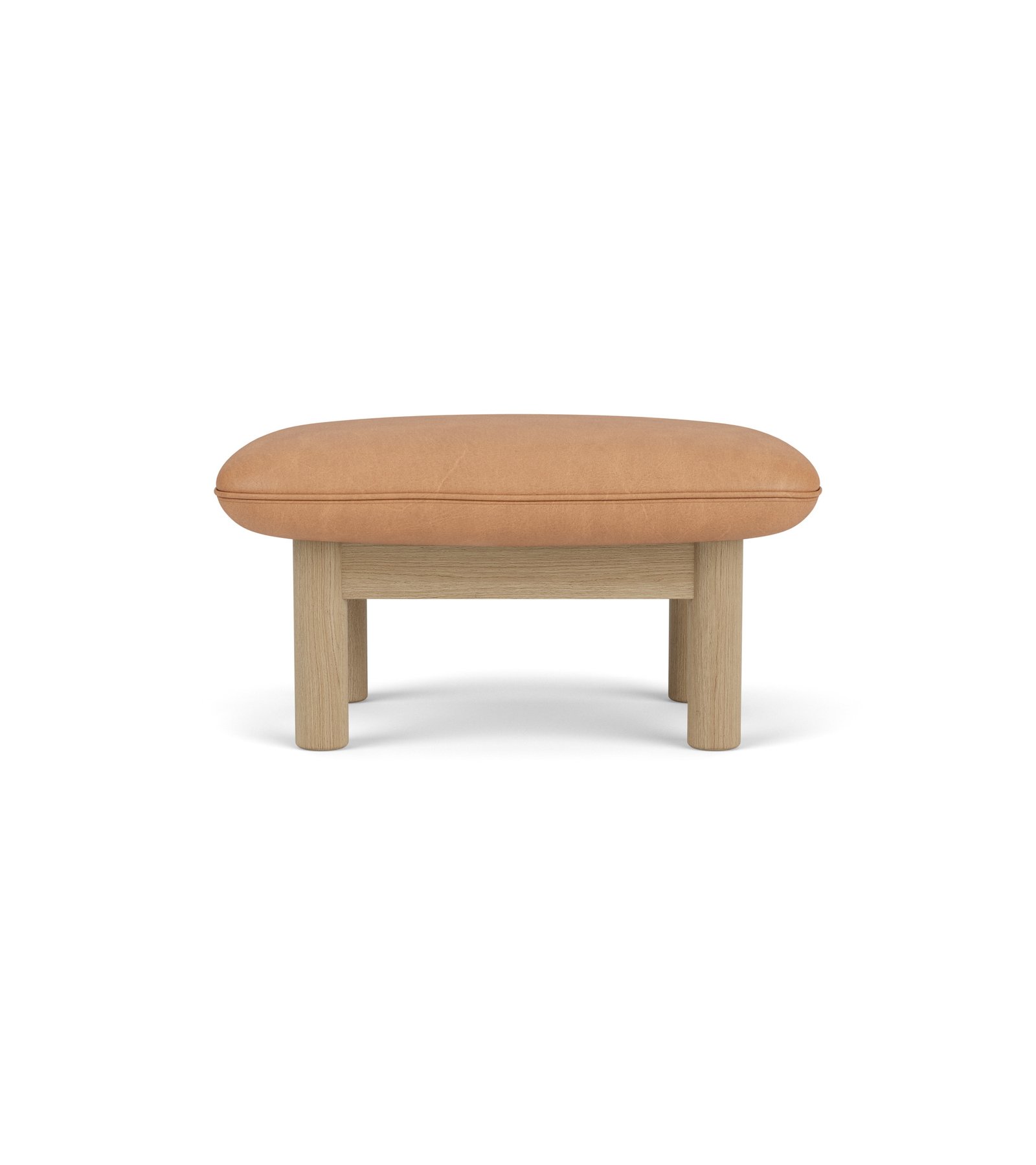 Brasilia Ottoman, Wooden Base, Leather