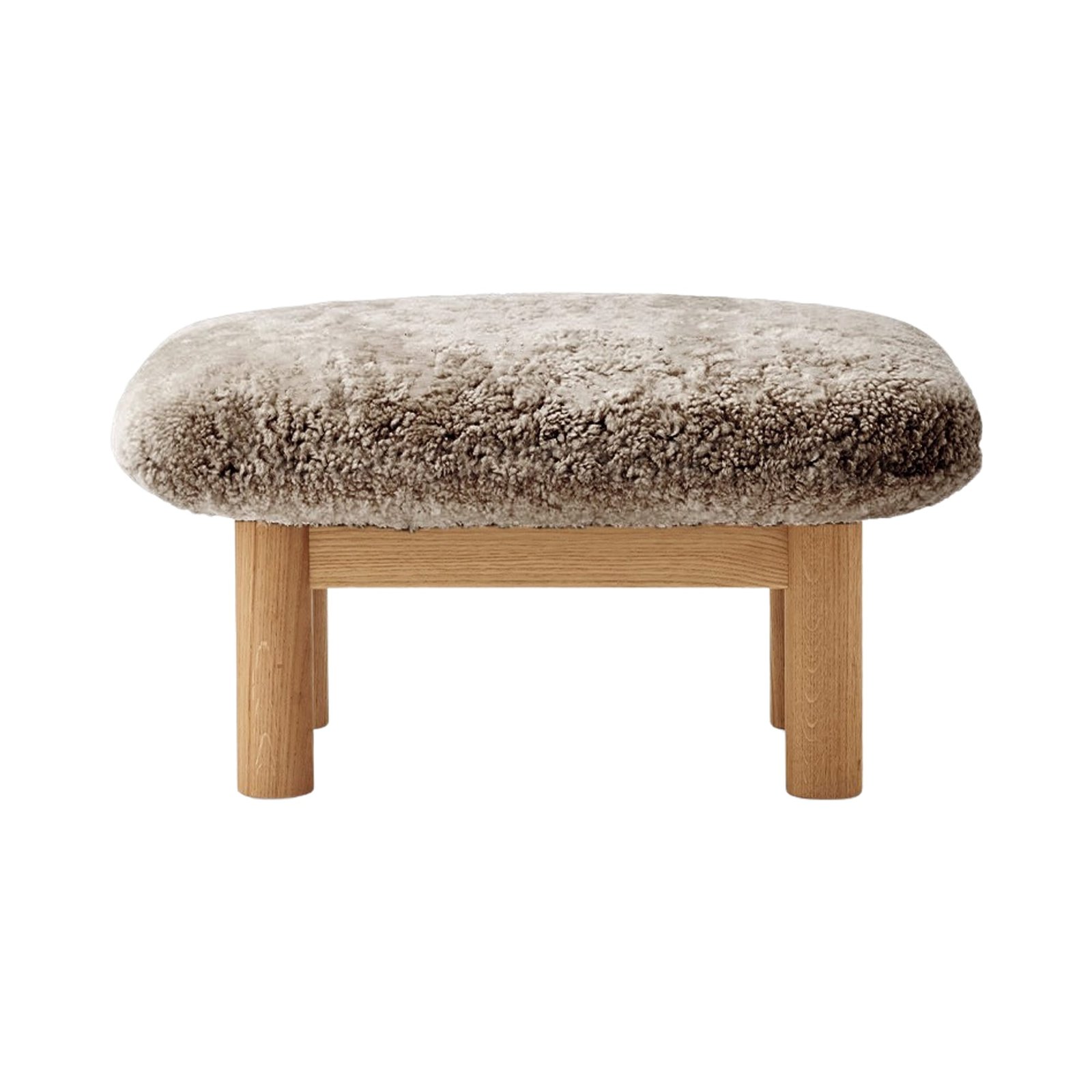 Brasilia Ottoman, Wooden Base, Sheepskin