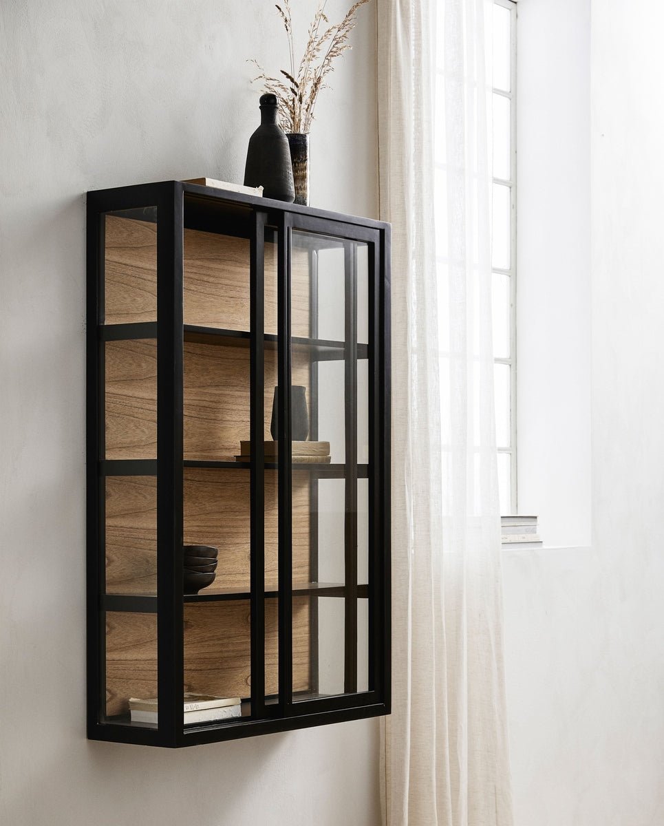 BEI wall cabinet, sliding doors - black