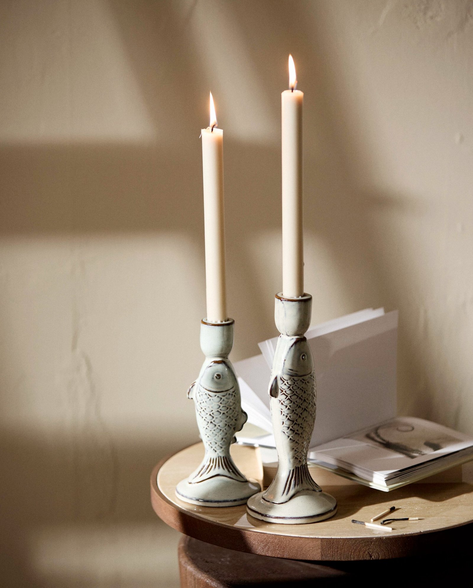 PISCULUM candle holder, L - ivory