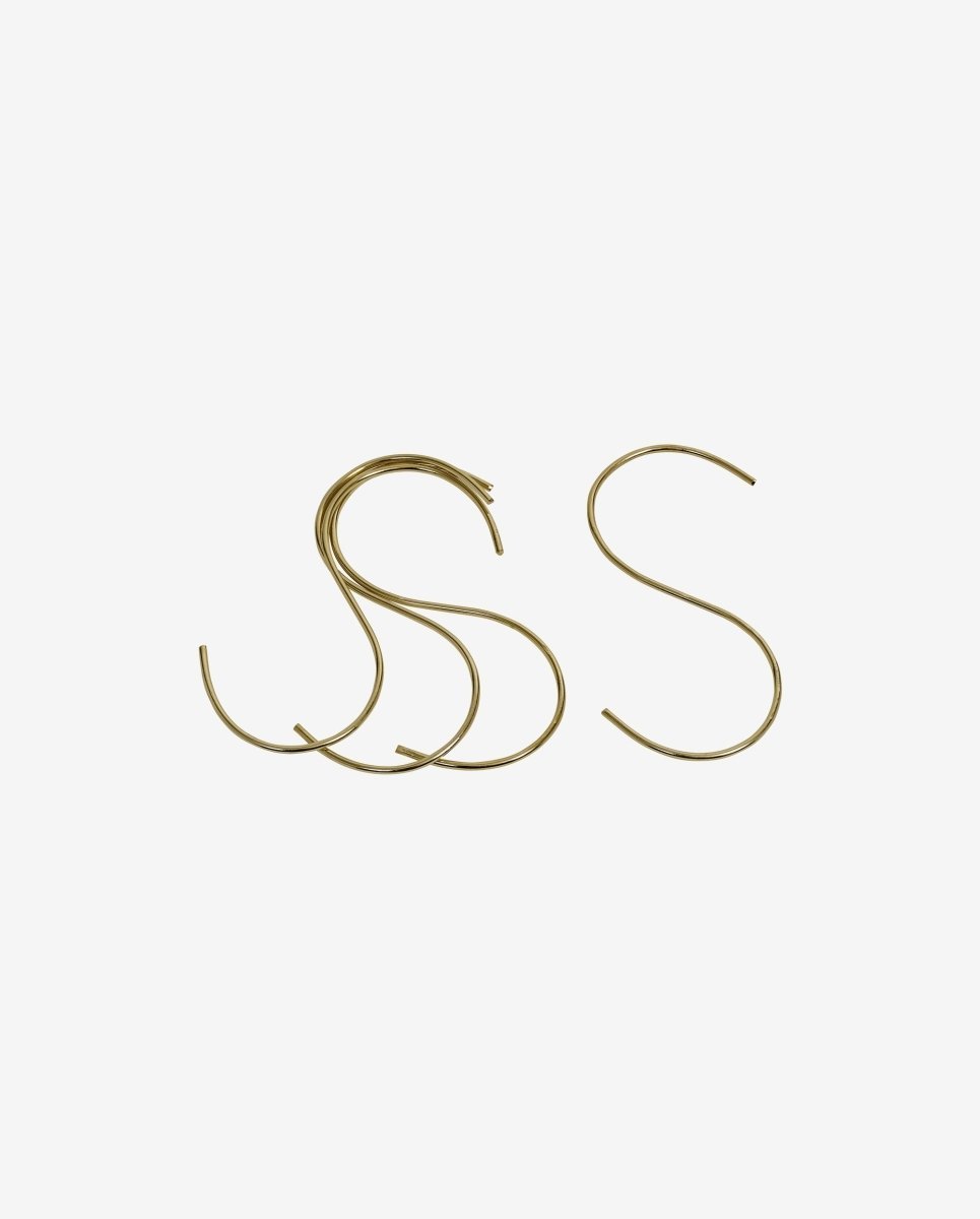 S hook, thin round - brass finish